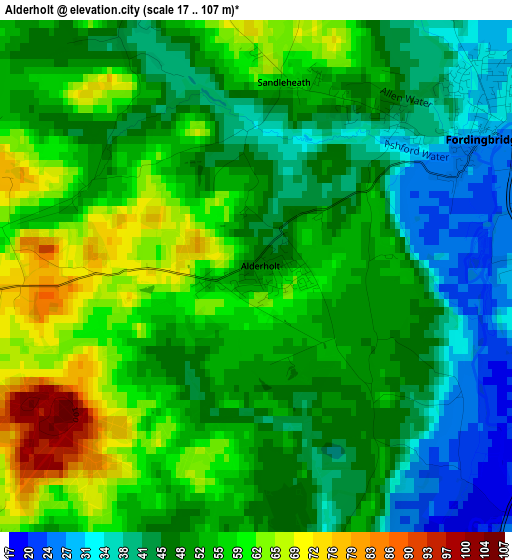 Alderholt elevation map