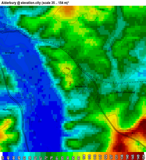 Alderbury elevation map