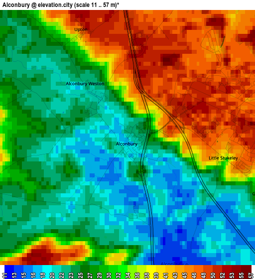 Alconbury elevation map