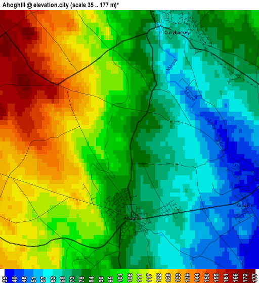 Ahoghill elevation map