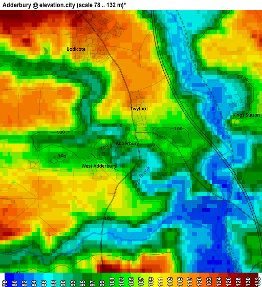 Adderbury elevation map