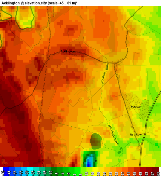 Acklington elevation map