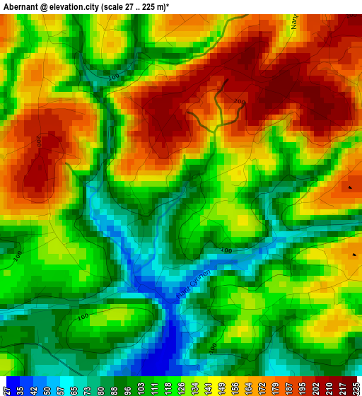 Abernant elevation map