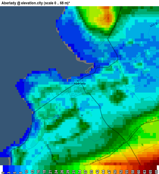 Aberlady elevation map