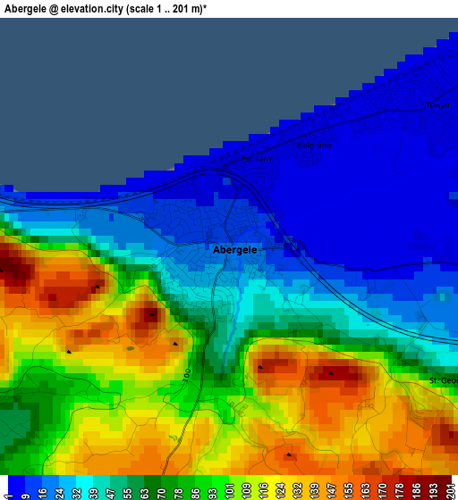 Abergele elevation map