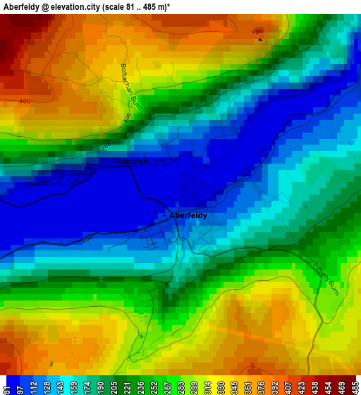 Aberfeldy elevation map