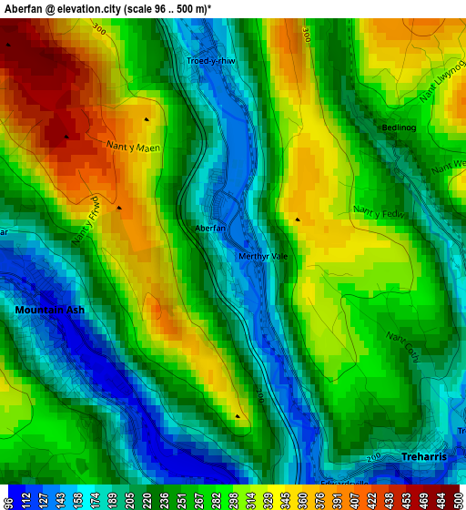 Aberfan elevation map