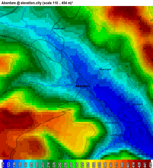 Aberdare elevation map