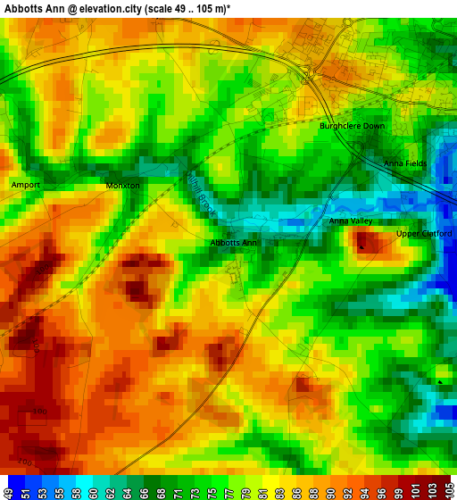 Abbotts Ann elevation map