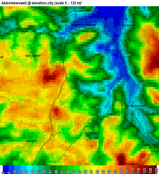 Abbotskerswell elevation map