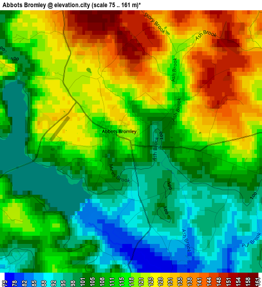 Abbots Bromley elevation map