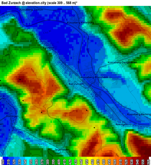 Bad Zurzach elevation map