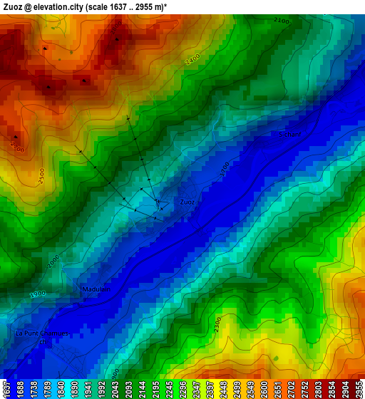 Zuoz elevation map