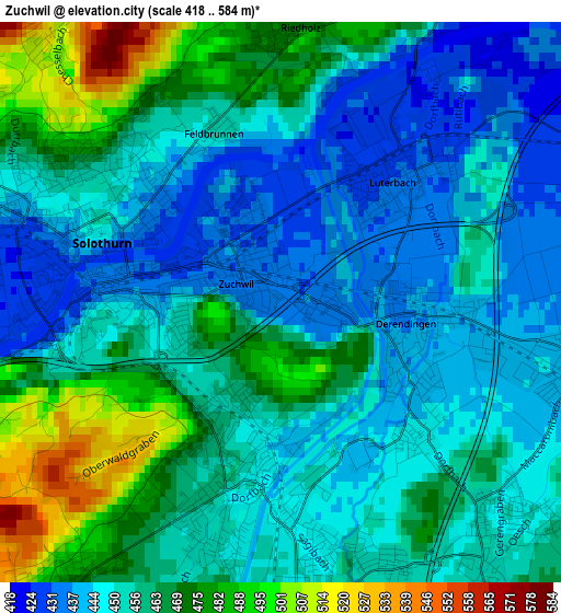 Zuchwil elevation map