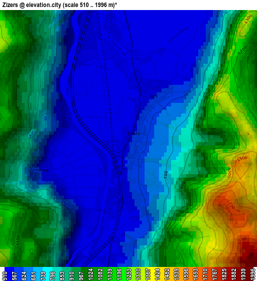 Zizers elevation map