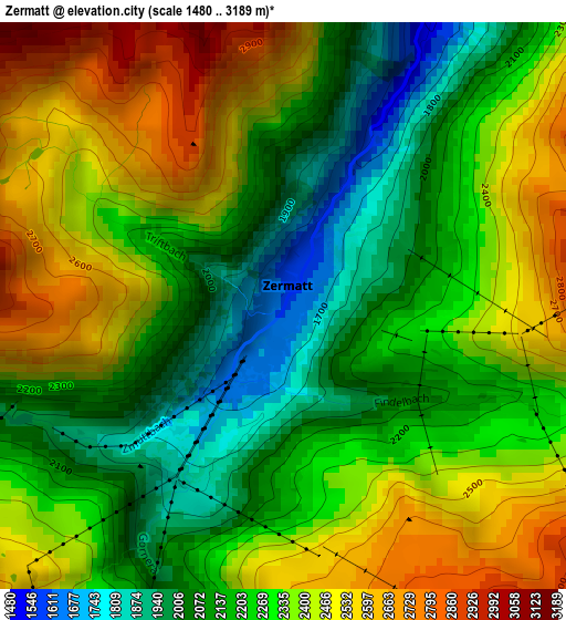 Zermatt elevation map