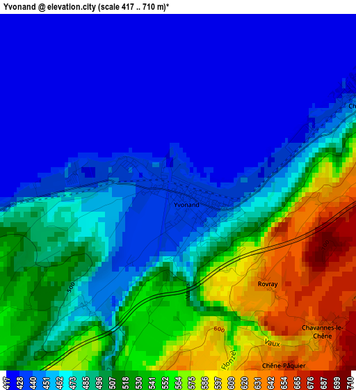 Yvonand elevation map