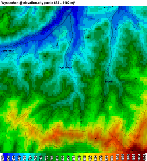 Wyssachen elevation map