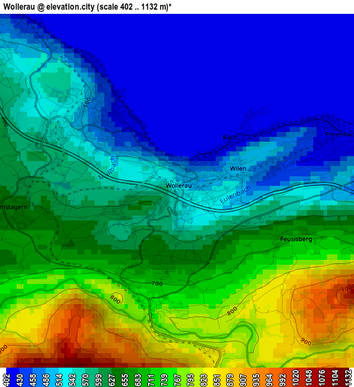 Wollerau elevation map