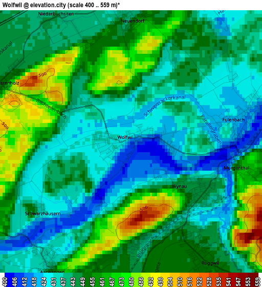 Wolfwil elevation map