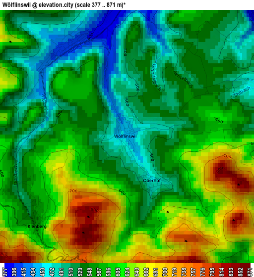 Wölflinswil elevation map