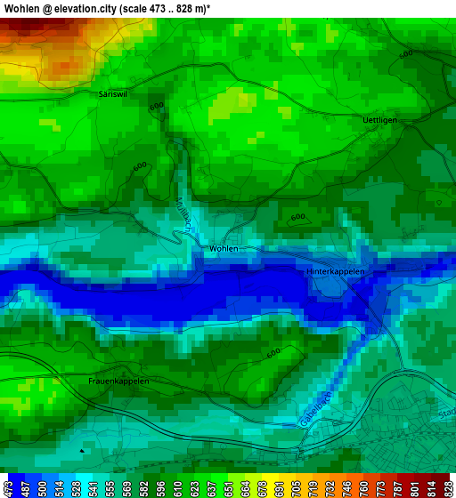 Wohlen elevation map