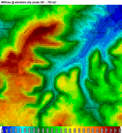 Wittnau elevation map