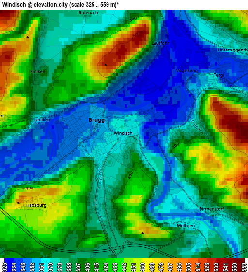 Windisch elevation map