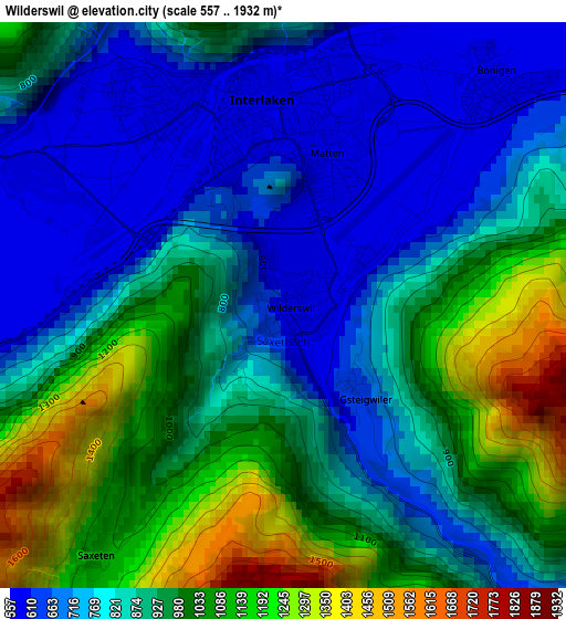 Wilderswil elevation map