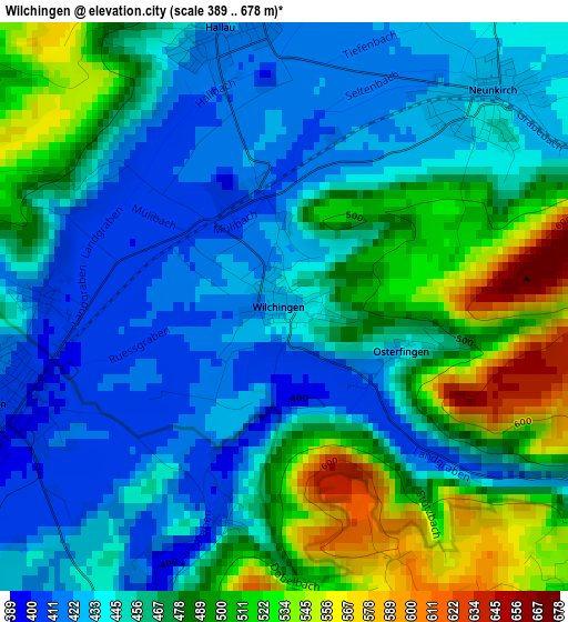 Wilchingen elevation map