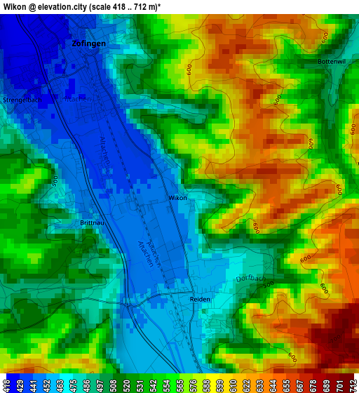 Wikon elevation map