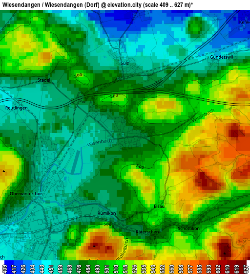 Wiesendangen / Wiesendangen (Dorf) elevation map