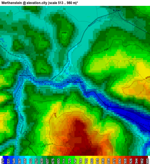 Werthenstein elevation map