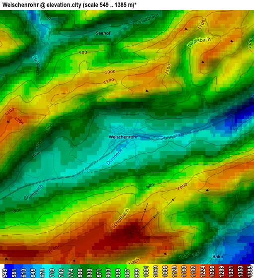 Welschenrohr elevation map