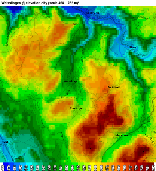 Weisslingen elevation map