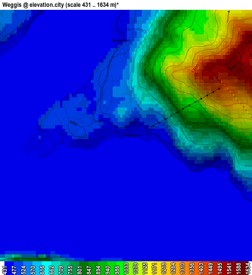 Weggis elevation map