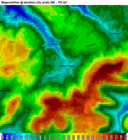 Wegenstetten elevation map