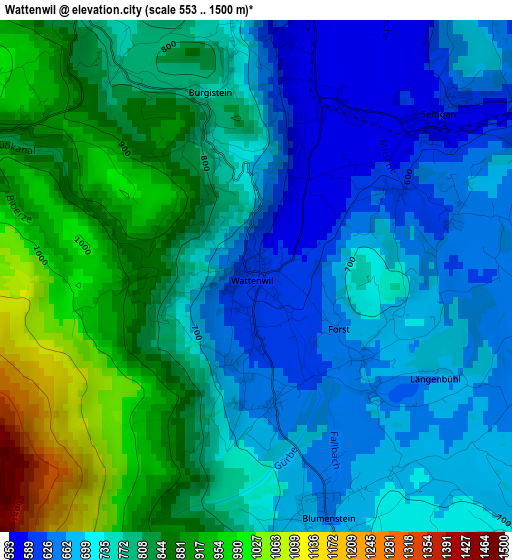 Wattenwil elevation map