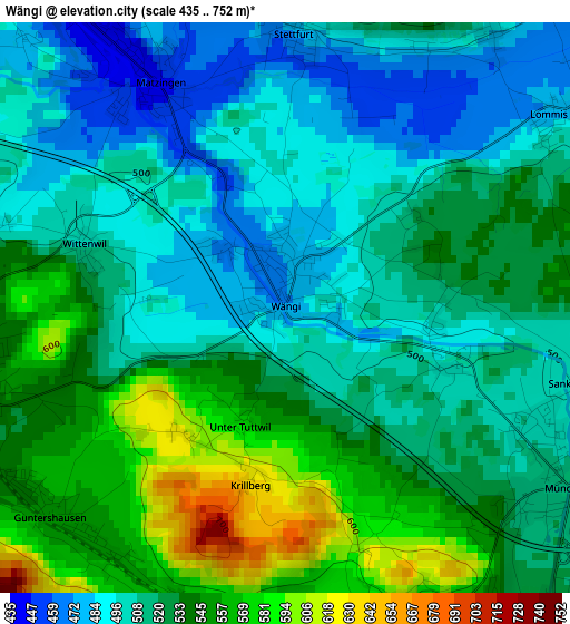 Wängi elevation map