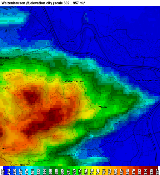 Walzenhausen elevation map