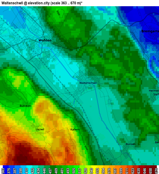 Waltenschwil elevation map