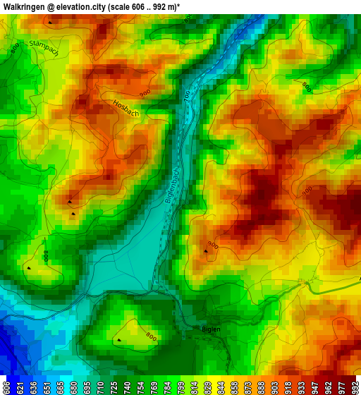 Walkringen elevation map