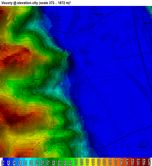 Vouvry elevation map