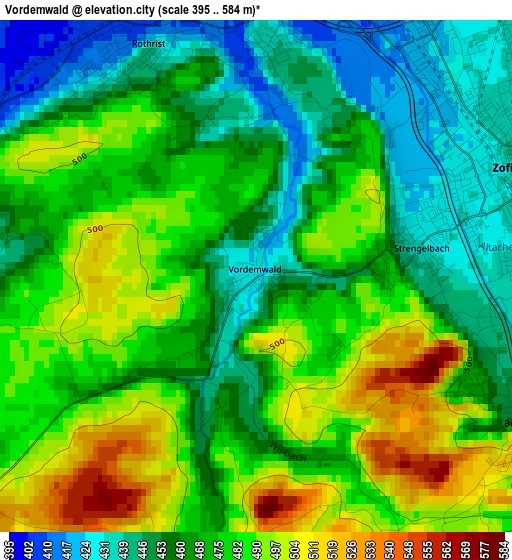 Vordemwald elevation map