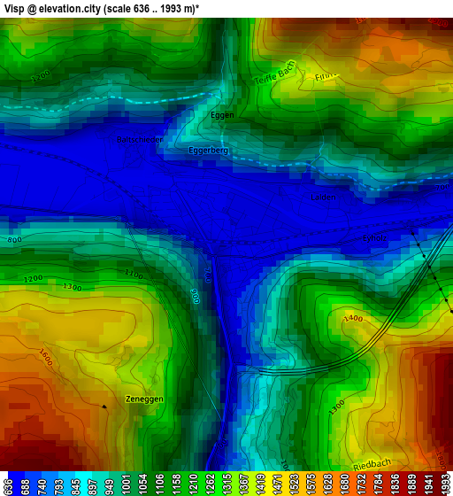 Visp elevation map