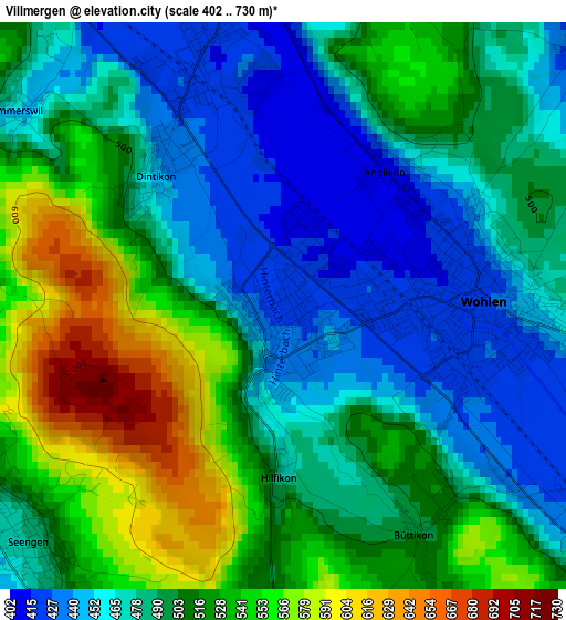 Villmergen elevation map