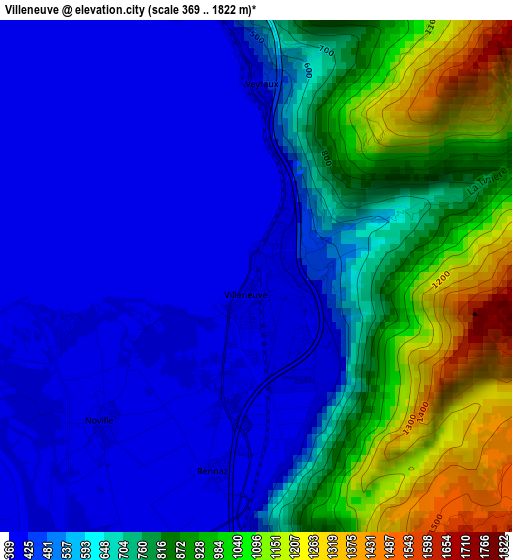 Villeneuve elevation map