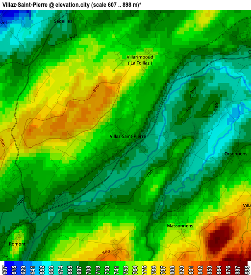 Villaz-Saint-Pierre elevation map