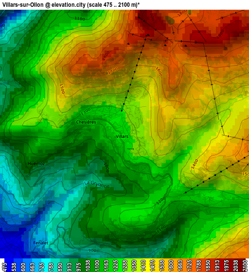 Villars-sur-Ollon elevation map