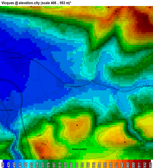 Vicques elevation map